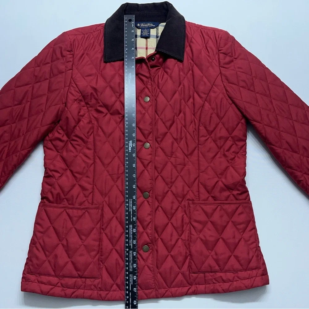 Brooks Brothers Diamond Quilted Jacket Womens Size 10 Insulated Corduroy Collar - Picture 10 of 14